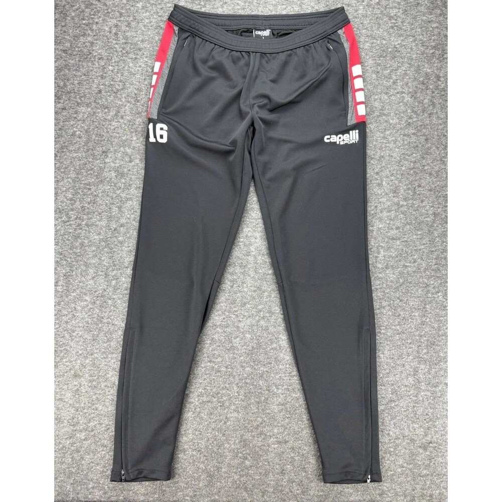 Capelli Sport Training Pants Mens S Black Red Soccer Athletic Zip Ankle #16